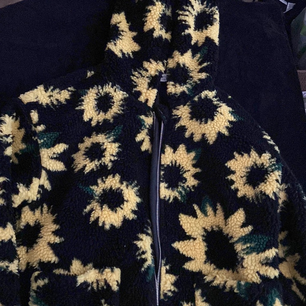 Shein girls sunflower coat size 10 kids EUC